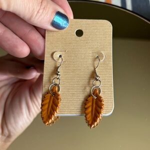 Handmade by Me Leather Leaf Earrings